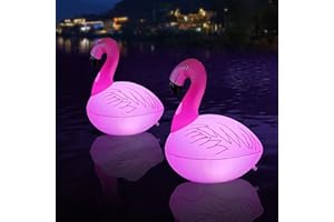 ONESHLEE Lumiere Solaire Exterieur Piscine, Lampe Piscine Solaire Decorative, IP68 Étanche Lumière Gonflable, Flamant Flotteur Piscine Avec Led Puissante, Pour Jardin Terrasse Interieur Maison (2pièce)