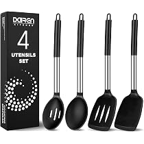Lot De 3 Grandes Cuillères En Silicone Résistantes à La Chaleur - Ustensiles Multifonction Cuisine, Ergonomiques Et Durables