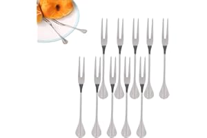 BEUFEE 10 Pz Forchettine Aperitivo, 12x1,5 Cm Forchette Frutta Acciaio Inox Forchette Da Dessert Mini Forchette Per Aperitivi Da Cocktail in Acciaio Inossidabile