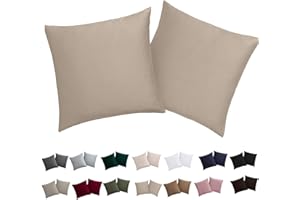 Soifox Poszewka na poduszkę 40 x 40 cm, 2 sztuki w zestawie, poszewka na poduszkę 40 x 40 cm, piaskowa beżowa, 100% mikrofibra, nie wymaga prasowania i nie gniecie się, z zamkiem błyskawicznym