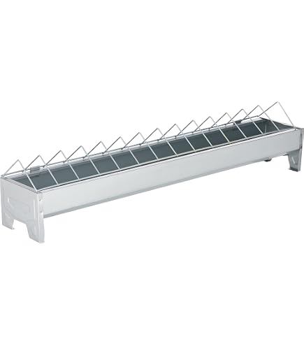 Mangiatoia Per Polli In Acciaio Inox – Distributore Da Appendere Per Anatre, Oche E Piccoli Animali – Con Ganci, Misure 40x11x4.5 Cm
