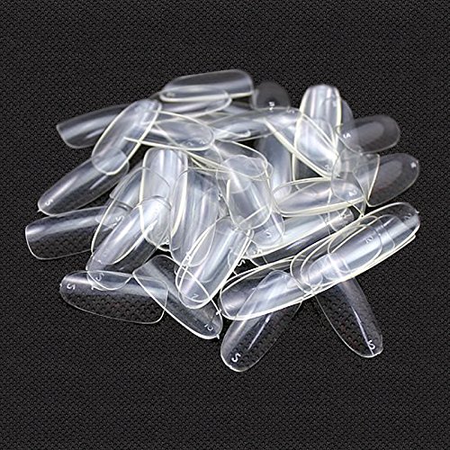 MAKARTT® 500pcs Nails Tips Oval Full Cover Clear Color False Acrylic Nail Art Tips 10 Sizes Perfect Length for Nail Salons and DIY Nail Art at home