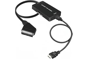 DigitPro Convertisseur Péritel vers HDMI avec Commutateur 720p/1080p - Adaptateur pour Moniteur TV, Projecteur, Lecteur DVD, VHS, STB, Xbox