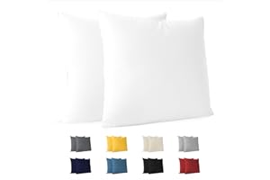 Dreamzie Poszewek na Poduszki (Zestaw 2) - Biała - na poduszki 40 x 40 cm - 100% bawełna dżersej 150 g/m2 - poszewka na poduszkę - odporna i hipoalergiczna