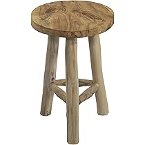 Spetebo Sgabello Portavaso In Teak Massiccio 3 Gambe – Altezza 45 Cm, Diametro 30 Cm – Supporto Per Piante Da Giardino, Naturale