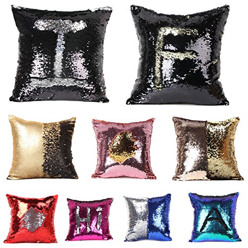 oenbopo-seitige wendbar Farbe Pailletten Kissenbezug Überwurf Glitzer Kissenbezüge für Home Auto Sofa Dekorationen 40 * 40 cm Champagn Gold - 2