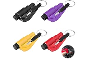 LPOLKVEMELH 4 PCS Car Window Breaker, 2 in 1 Glass Breaker and Seatbelt Cutter, 4 Color Safety Hammer Portable Emergency Keychain Glass Breaker Escape Tool Car AccessoriesApplicable to All Land Underwater Cars
