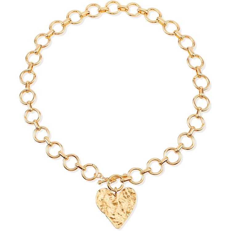 Gold Necklace For Women With Chunky Textured Pendants