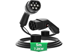 MCEVKELN Câble de Recharge Type 2 | 7.2KW 32A| Monophasé| IP54| 5 Mètres EV Câble Type 2 pour Voiture Électrique et Hybride Rechargeable, avec Sac de Transport | Certification CE TÜV