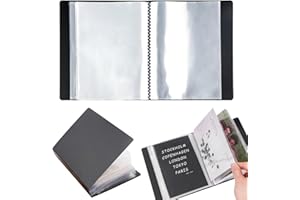 OTCRAFT 40 Pages/Set A6 Sticker Photo Storage Album; Stamp Cutting Dies Storage Book Organizer Folder for Postcards Stickers, Photo, Clear Stamps, and Cutting Dies 11.2x6.4inch （Black）