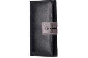 Botimmy Ladies soft Leather Purse,Women's Large Capacity Wallet with Zipper Pocket,Multiple Card Slots and Zipper Coin Purse-Black