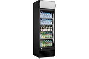 METRO Professional Réfrigérateur à Boissons/Frigo Vitré GSC2350B, 62 x 63.6 x 201.1cm, 324L, Froid Ventilé, 180W, 1 Porte Vitrée, avec Serrure, Noir