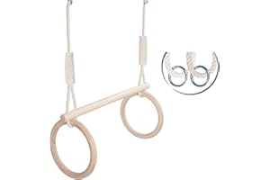 ‎MAMOI MAMOI® Kółka gimnastyczne dla dzieci 2 w 1 | Wielofunkcyjne drewniane kółka gimnastyczne dla dzieci | Drewniane pierścienie gimnastyczne | 100% ECO | Wyprodukowano w UE