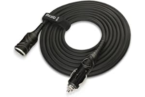 PAXO 10m KFZ Verlängerungskabel 12V, Verlängerung, 15A Sicherung, Vollgummileitung mit Stecker und Buchse, Klettband, für Zigarettenanzünder-Buchse