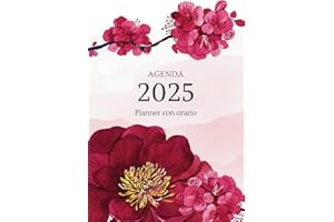 Agenda 2025 giornaliera - Fiori rosa: Planner | Diario con orario A5