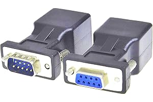 SHANFEILU Lot de 2 adaptateurs série RS232 DB9 vers RJ45 mâle DB9 vers RJ45 femelle et coupleur série DB9 femelle vers RJ45 femelle LAN Ethernet Cat5e Cat6