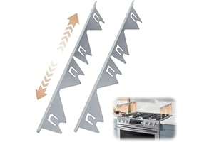 VAPOURD 4 PCS Stove Gap Covers Stainless Steel, Cooker Gap Filler Easy Retractable Length 360mm - 720mm, Width 210mm Range Trim Kit, Heat Resistant Guard Between Stove Top & Counter (White)