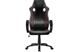 Precision Synergie Ergonomic Office Chairs for home, PU Leather Computer Chairs, Desk Chairs for bedroom, Racing Gaming Chair, PC Chair with Tilt Function, Gamer Chair Black-red