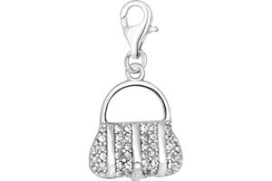 Quiges 925 Sterling Silver Zirconia Handbags Clip On Lobster Clasp Charm Pendant