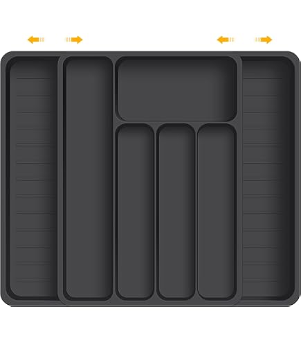M-Home Portaposate Space System I Per Cassetto, 6 Scomparti, In Plastica Bianca, Dimensioni 39x31x4,5 Cm, Organizer Per Cucina