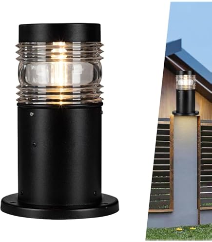 Lampada Colonna Esterna Nero E27 | Acrilico Quadrato Da Esterno | Impermeabile Per Cancello E Giardino | 110-240V Max 40W