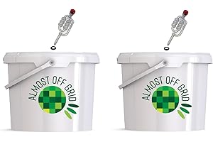 Almost Off Grid 2 x 10 Litre Fermentation Buckets with Bored Lids, Grommets and Airlocks