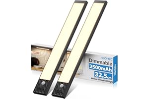 HIBOITEC 2500mAh Luci Armadio Led con Sensore, 350LM Dimmerabile Luce Led Sottopensile, USB Ricaricabile, Senza Fili Magnetica Adesiva Luci per Armadio Scale (Luce Calda, 32,5CM