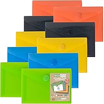 Eco-eco A7 50% Recycled Assorted Colors Printing Stud Popper Wallet, Plastic Folders (Pack Of 25), Eco077x25