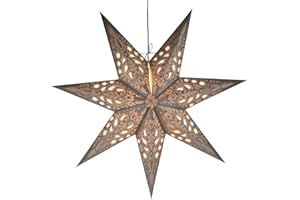 ‎GURU SHOP GURU SHOP Faltbarer Advents Leucht Papierstern, Weihnachtsstern 60 cm - Priamos Silber