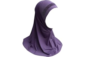 Yaqeen Girls instant headscarf hijab al Amira with glitter borde, readymade pull on scarf, ideal for any occassion school/nursery