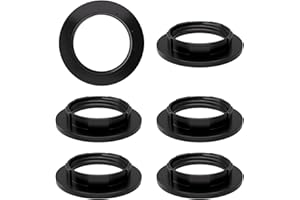 VILHTL 6 Piece Lampshade Reducer Ring E27 Screw Collar Ring 40MM, Lampshade Fittings E27 for Table Lamp, Ceiling Lights, Plastic Screw Bulbs Lamp Holder Twist Lock Socket Replacement Ring（Black）