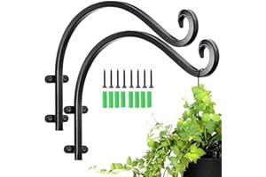 OUKEYI 2 staffe per cestelli da appendere, resistenti ganci per piante, forgiati a mano, in metallo, per esterni, da giardino, per lanterne, in ferro battuto, per fioriere, recinti di fiori 30,5 cm