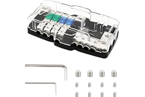 QWORK Uchwyt bezpiecznika bloku rozdzielczego samochodu, blok rozdzielczy samochodu kempingowego, skrzynka bezpieczników mini ANL, do samochodu, łodzi, furgonetki, SUV-a, ciężarówki