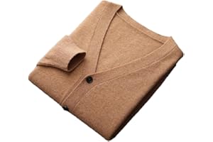 DNINMIM Men's Cashmere Sweater Cardigan Autumn and Winter Knitted Solid Long-Sleeved Jacket Top