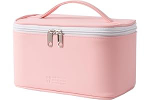 PRITE Makeup Bag Portable Travel Cosmetic Bag for Women, Beauty Zipper Makeup Organizer Bag with Inner Pouch PU Leather Washable Waterproof