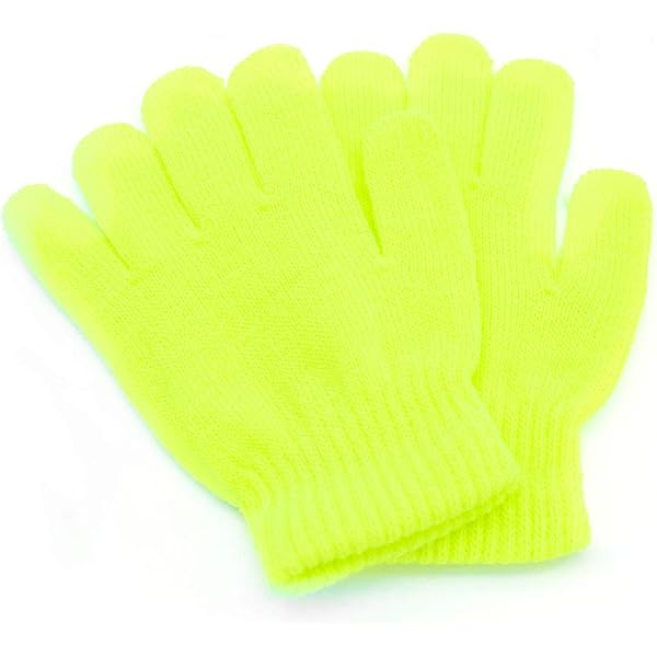 Lychee oplichtende led-handschoenen, volledige vingers, het beste cadeau voor kinderen en volwassenen, feest, Halloween, Kerstmis, party, club, avond, optredens, 1 paar (geel), Geel., M