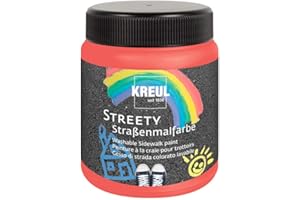 KREUL 43103 - Streety street paint w kolorze pasiastej skarpety czerwonej 200 ml, zmywalna płynna kreda do malowania pędzlem lub wałkiem, płynna farba uliczna, zmywalna