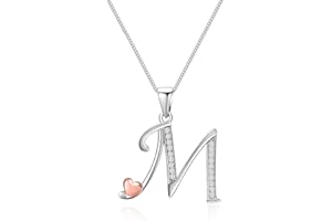 Mesovor 925 Sterling Silver Initial Necklace for Women, Dainty Sterling Silver Letter Cubic Zirconia Necklace Jewelry Gifts for family Mother Sister Wife