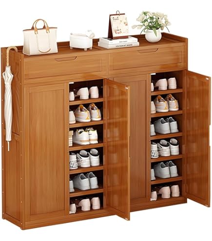 Scarpiera WeHome In Legno 2 Ante Con 7 Ripiani - Mobile Salvaspazio 55x36x108 Cm Per Ingresso - Foto 5