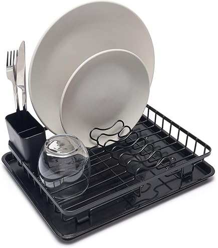 Simplywire Scolapiatti Circolare In Acciaio Rivestito, Rastrelliera Rotonda Diametro 34 Cm, Con Piedini Antiscivolo, Per Lavelli Rotondi, Organizzatore Cucina