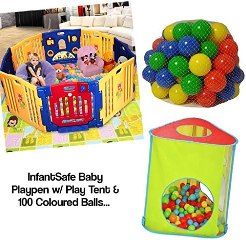 Infantsafe Plastic Baby Playpen with Balls Foldable Pop Up Tent Fits Perfectly Inside The Play Pen for Babies and Toddler