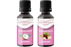 ‎HELLOSHAPE Hello Shape Flavour Drops zuckerfrei Set 2x 30 ml - Haselnuss & Kokosnuss | Geschmacks Tropfen OHNE KALORIEN zum Süßen mit Dosierhilfe | vegan | Für Naturjoghurt, Porridge oder Quark