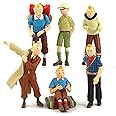 RVM Toys Set of 6 The Adventures of Tintin Figures 8-10 cm for Car Dashboard, Cake Decoration, Office Desk and Study Table Multicolor