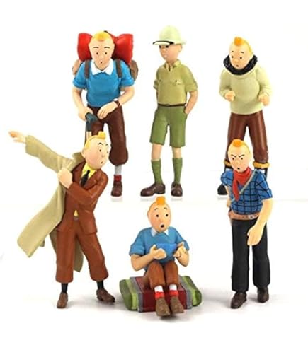 TINTINフィギュア Buy Blue Aura Tintin Action Figures Set of 6 Height - 8-9CM