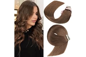 YDDM Extension Adhesive Cheveux Naturel 40pcs 35cm 80g Brun chocolat Adhesive Extension Cheveux Naturel Adhesif Extension Adhesive Tape In Hair Extensions Human Hair Extension(14Inch,4#)