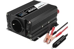 Inversor 12v a 220v - 240V 600W Cantonape Onda Sinusoidal Modificada Transformador 12v a 220v Conversor con 2 Puertos USB y 1 Enchufe de AC Diseño de Aluminio, con Mechero de Coche