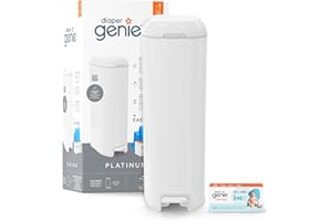 Diaper Genie Platinum Edelstahl Windeleimer mit Fußpedal, neuartiges System mit abreißbaren Beuteln