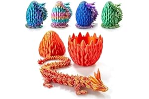 CLUHERTVY 3D Drachenei mit Drache Geheimnisvolles Drachenei 30CM Gelenkiger Drache Geschenk 3D Drache Osterkorbfüller Heim Schreibtisch Dekoration Überraschung Zappelphilipp (Laser Rot + Gold)