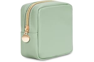 Wandering Nature Kleine Kosmetiktasche Schminktasche Klein für Handtasche Mini Make Up Tasche Damen PU Leder Tragbare Makeup Bag mit Reißverschluss, Grün (Patent Angemeldet)