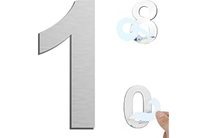 Ywonoby Hausnummer für den Außenbereich, modern, gebürstet, 75 mm, selbstklebende Türnummer aus Edelstahl, Hausnummernschild und Briefkastennummer, Silber (1)